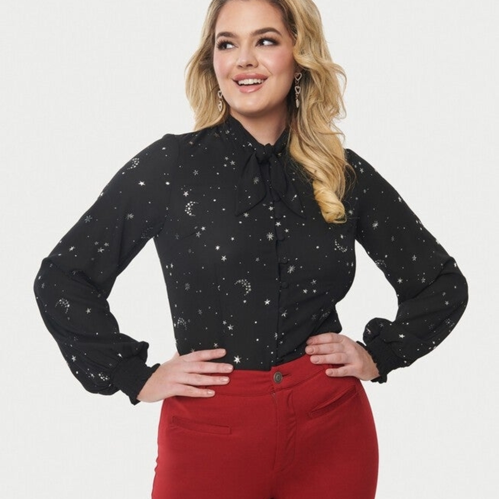 Black Star Print Women's Top